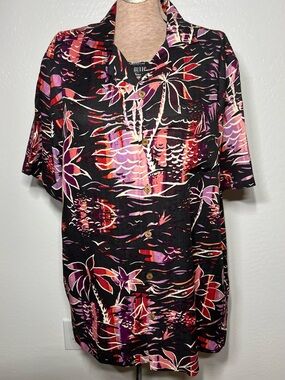 Caribbeane Silk Blend Tropical Hawaiian Shirt Large